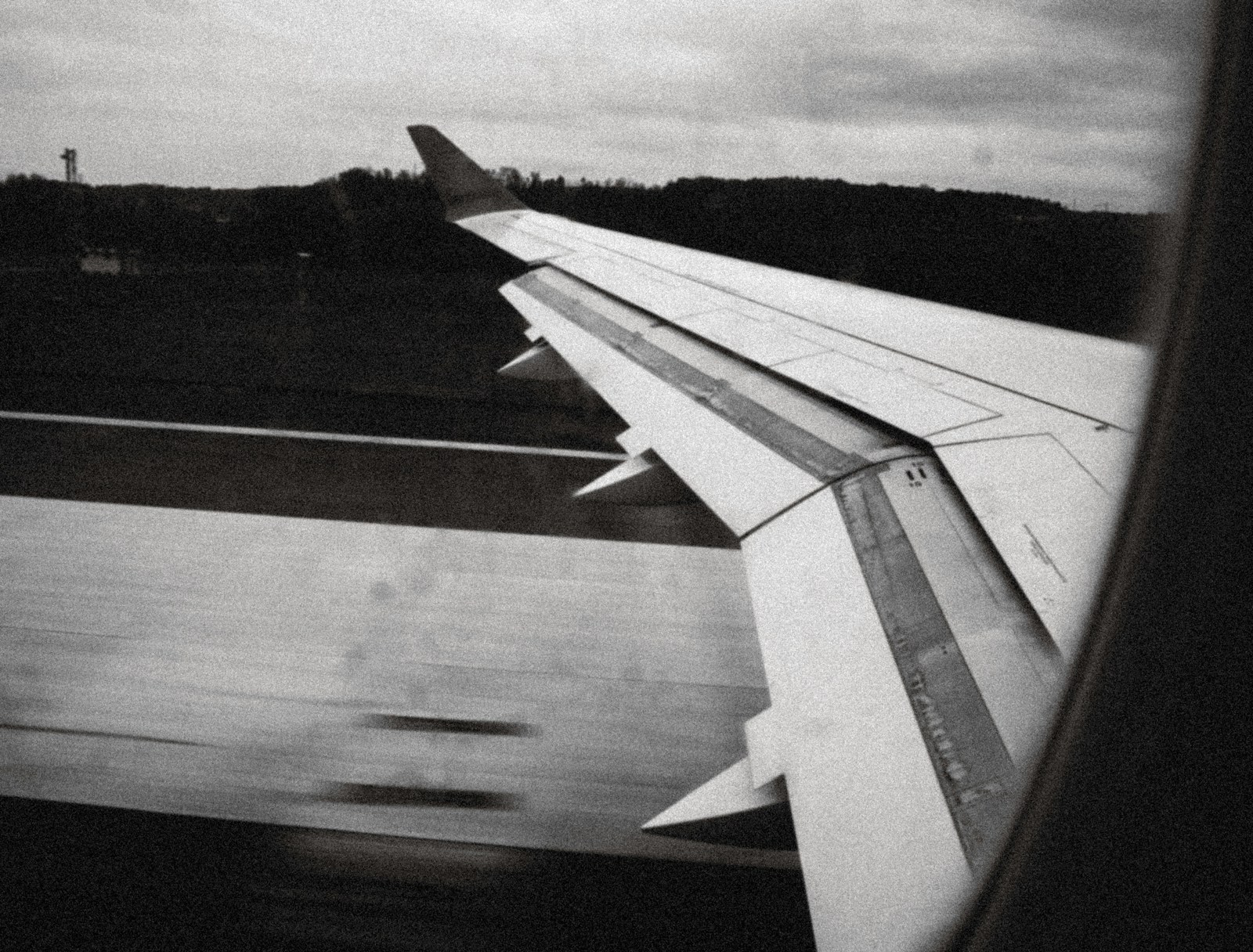 Airplane wing during takeoff